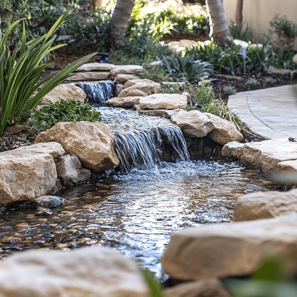 Picture of a small pond and waterfall in a san diego home backyard